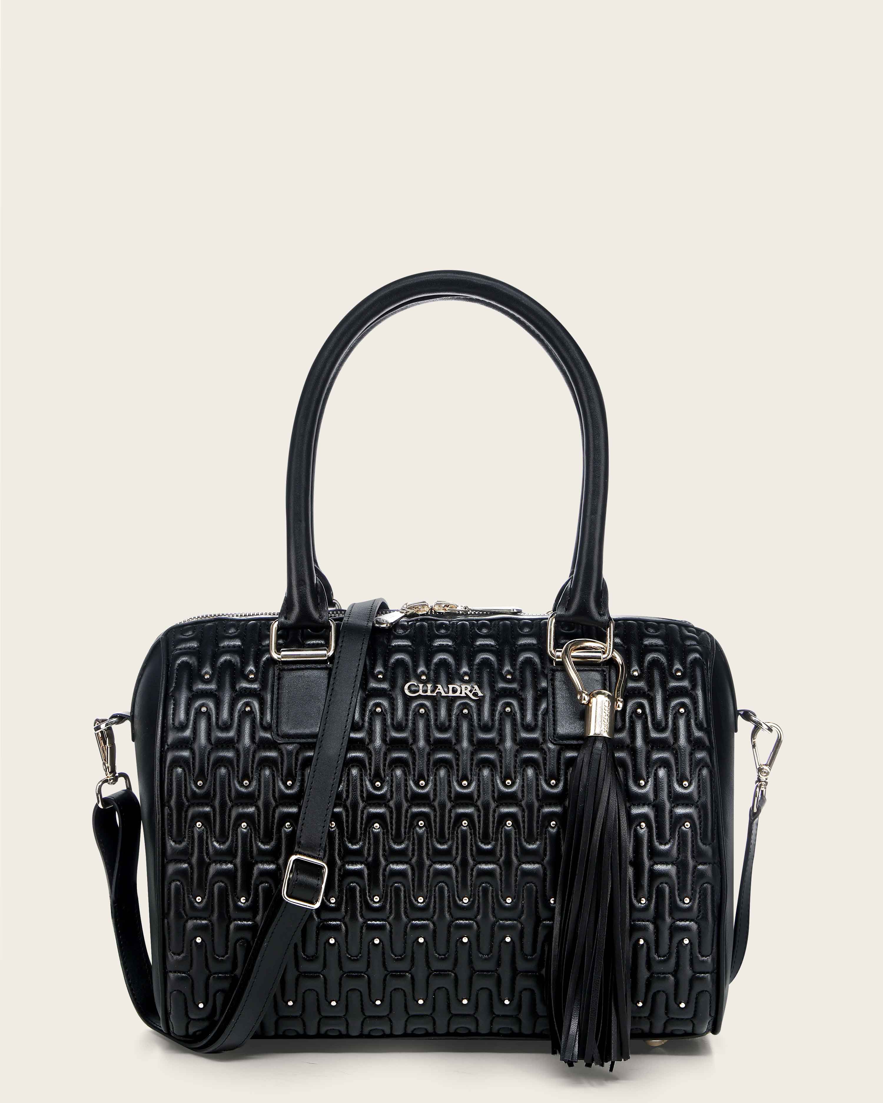 Elegant Women’s Black Handbag in Genuine Lambskin with Crystal Accents 8 Elegant Women’s Black Handbag in Genuine Lambskin with Crystal Accents