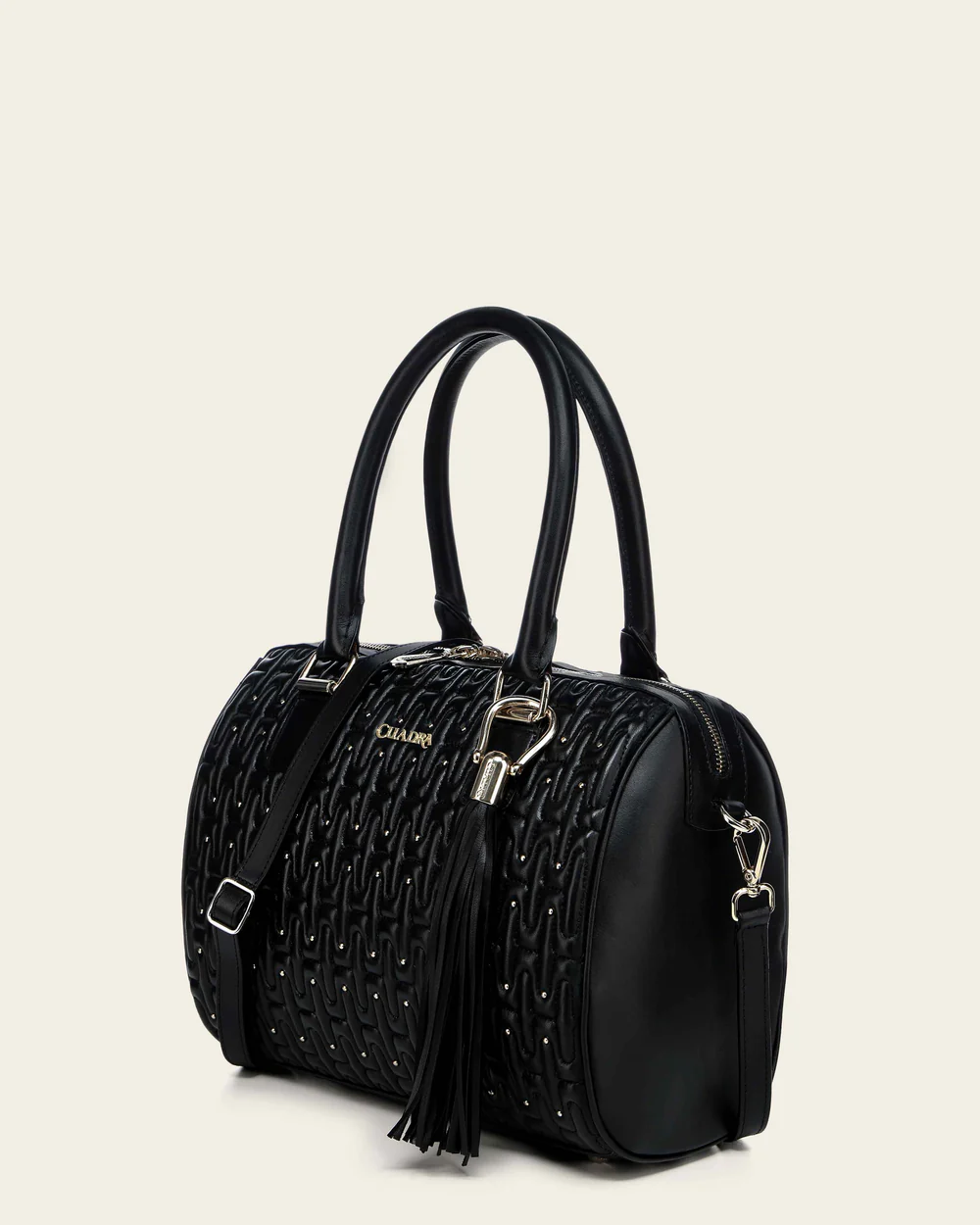 Elegant Women’s Black Handbag in Genuine Lambskin with Crystal Accents 9 Elegant Women’s Black Handbag in Genuine Lambskin with Crystal Accents