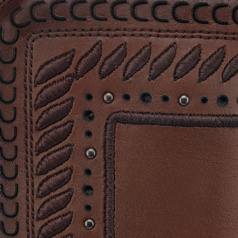 Women's Honey Brown Tall Leather Boots with Embroidered Details 3 Women's Honey Brown Tall Leather Boots with Embroidered Details