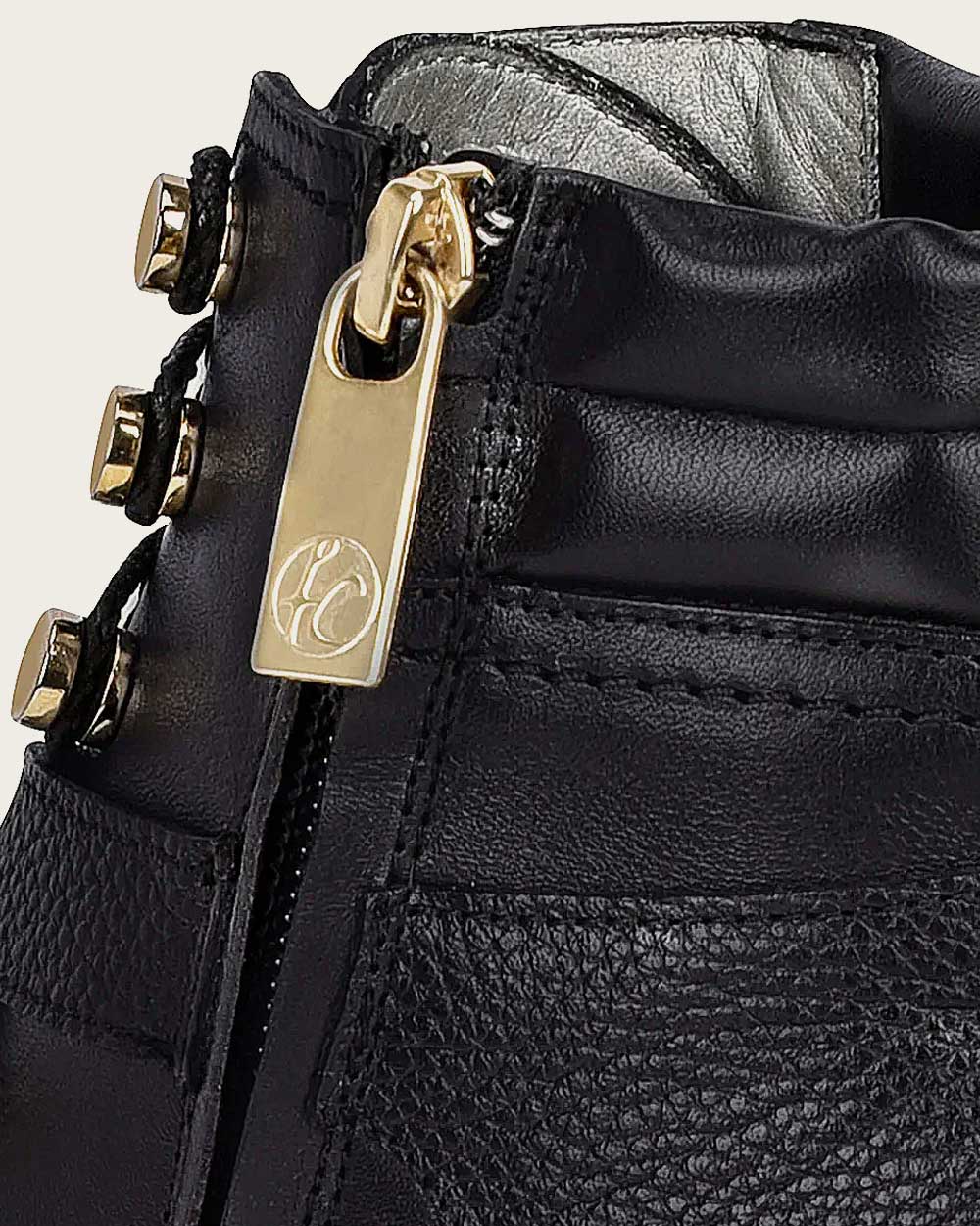 Ankle high heel black exotic bootie