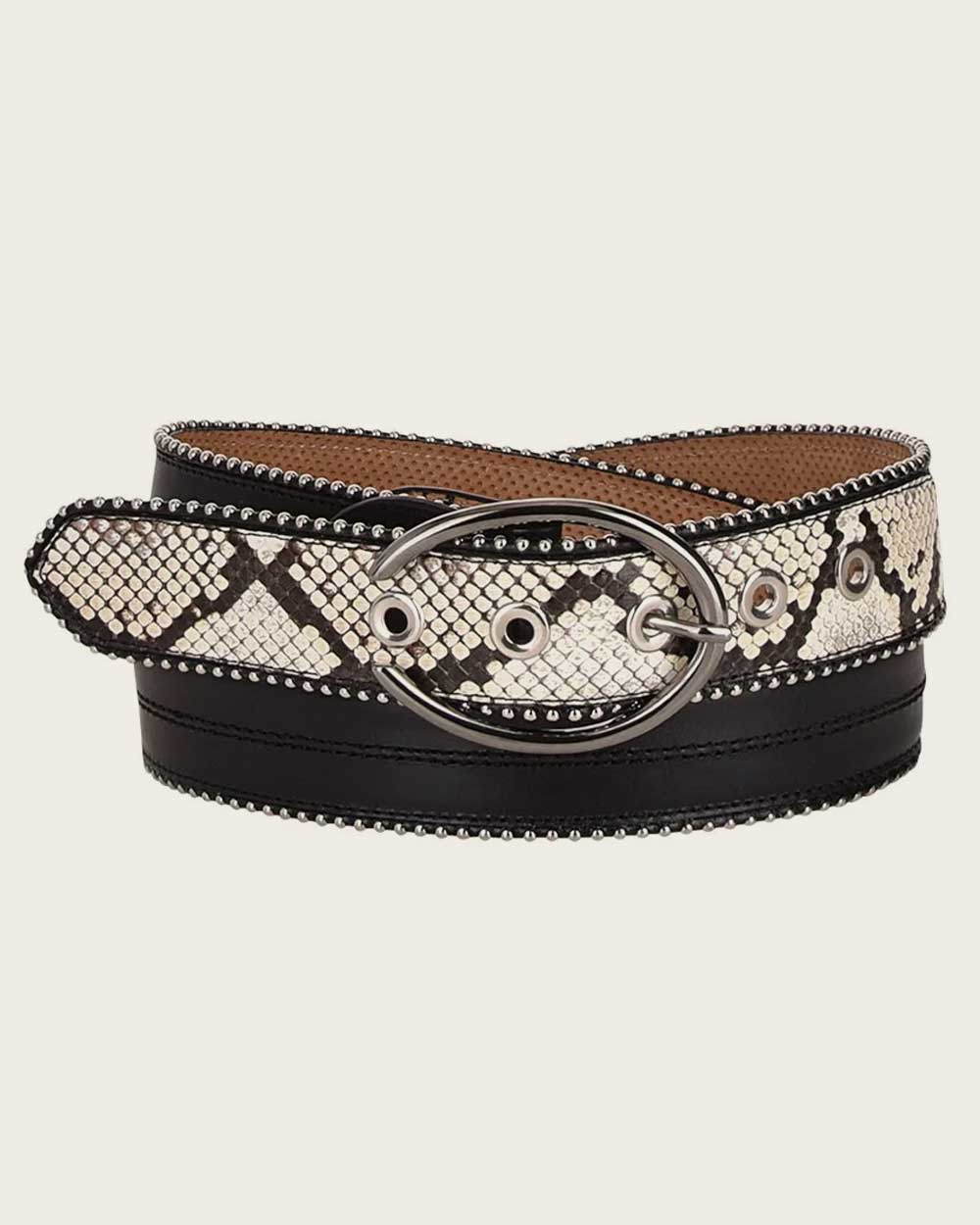 Exotic black leather belt