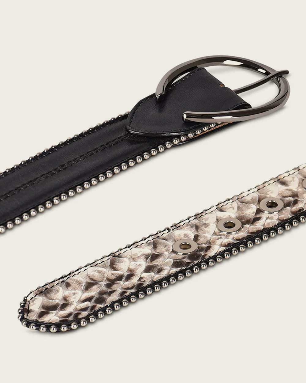 Exotic black leather belt