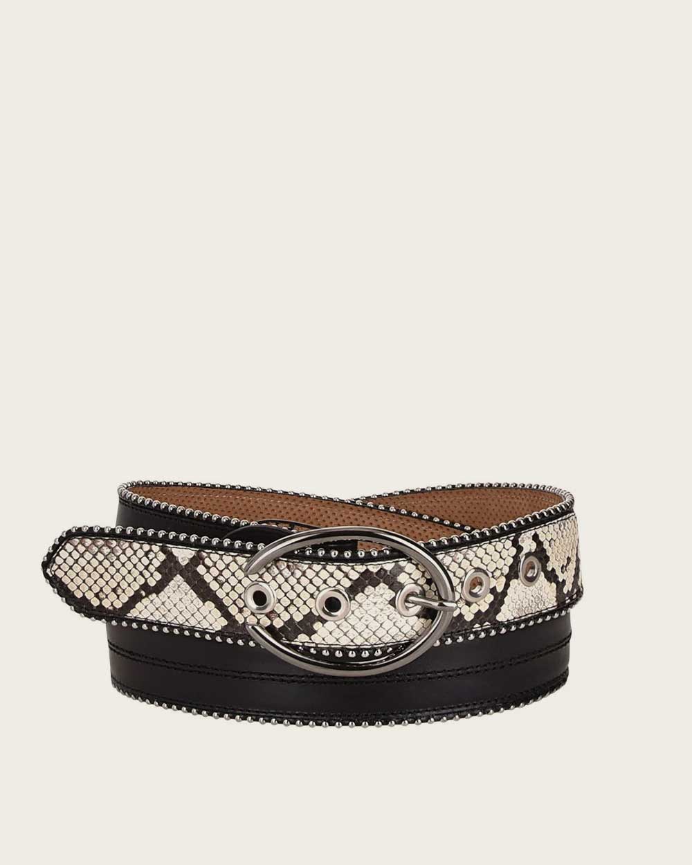 Exotic black leather belt