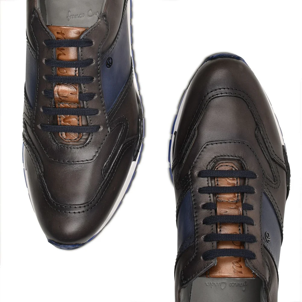 Hand-painted blue leather sneakers 23 Hand-painted blue leather sneakers