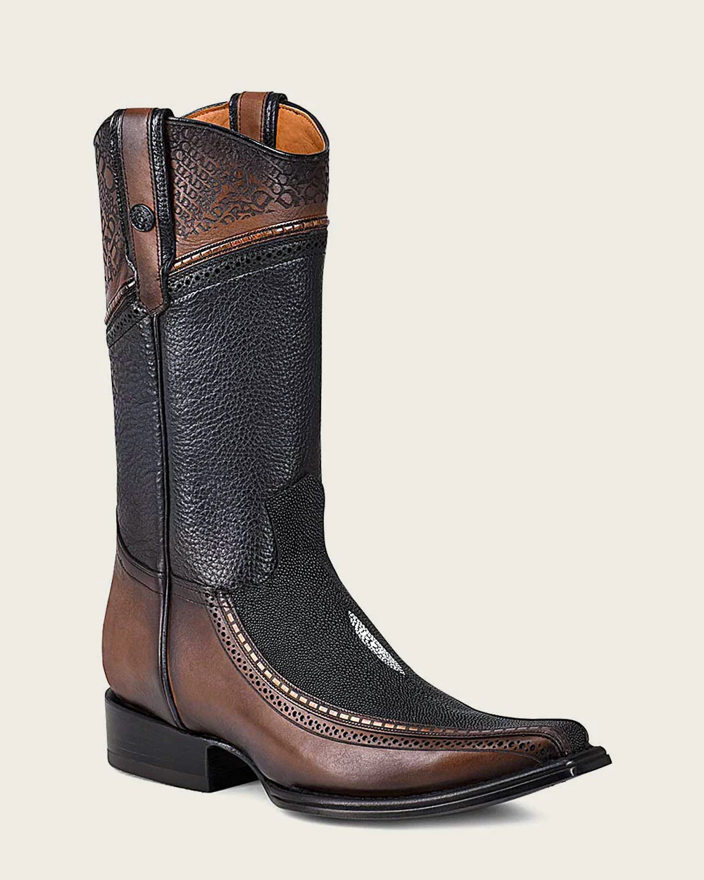 Engraved Black Stingray Western Boots