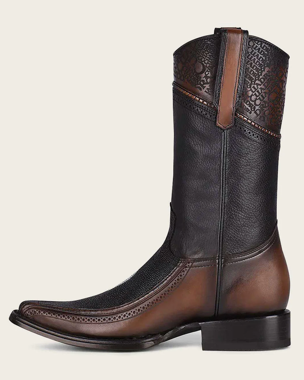 Engraved Black Stingray Western Boots