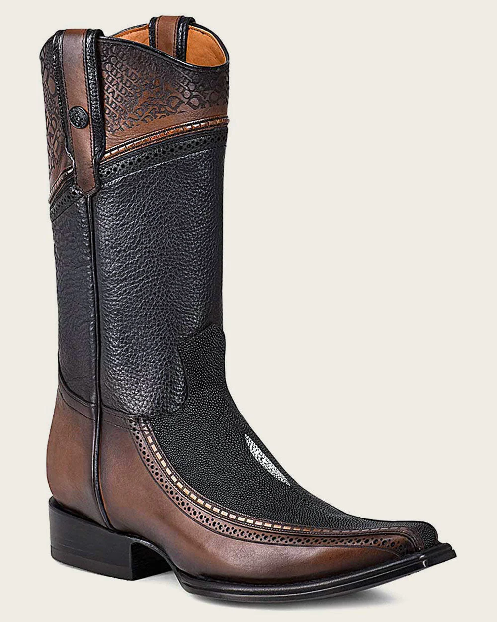Engraved Black Stingray Western Boots