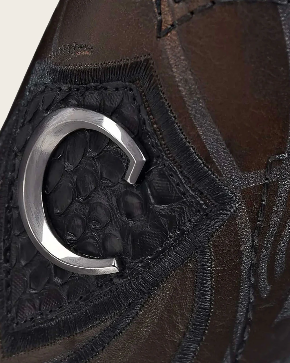 Engraved Black Python Western Boots