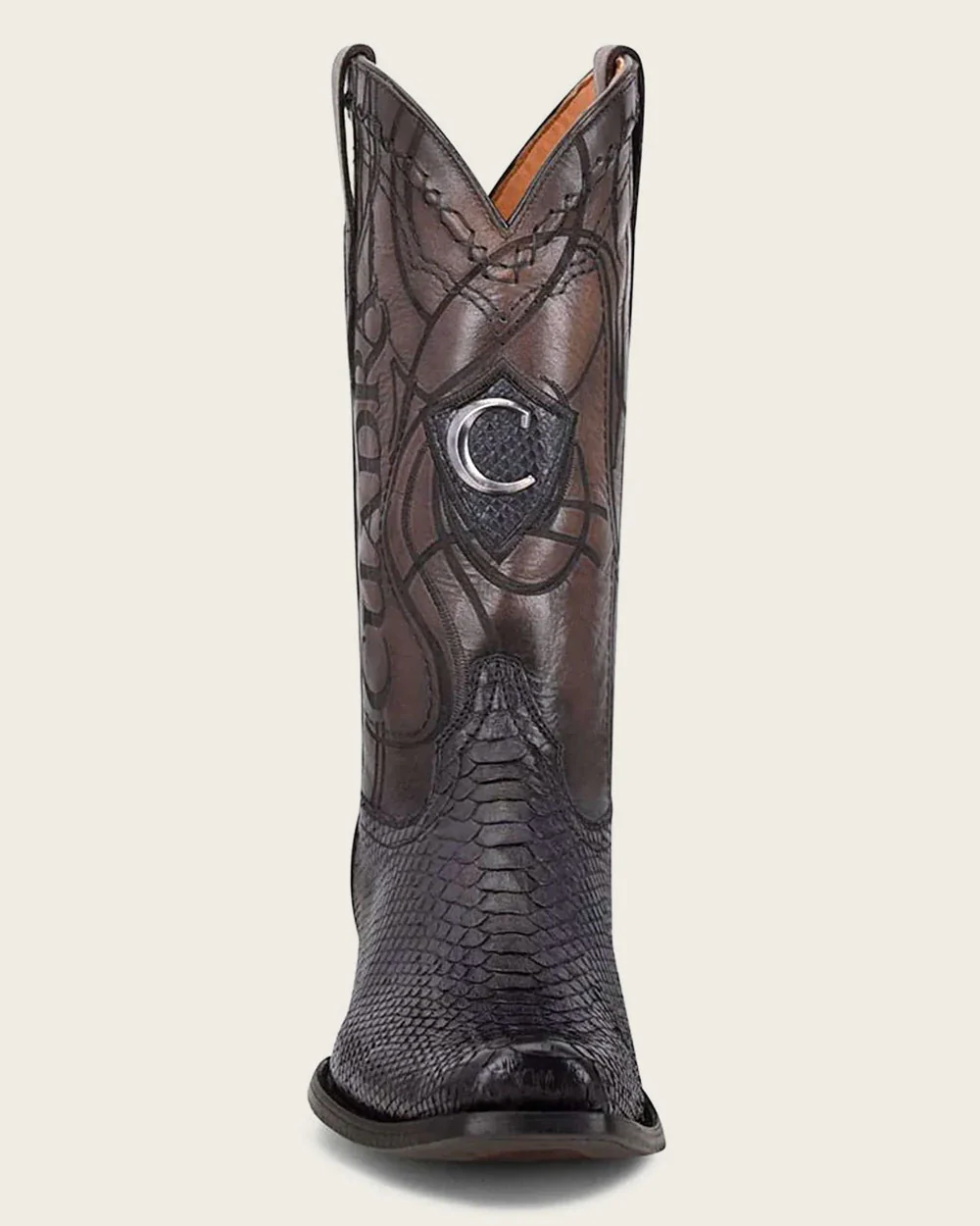 Engraved Black Python Western Boots