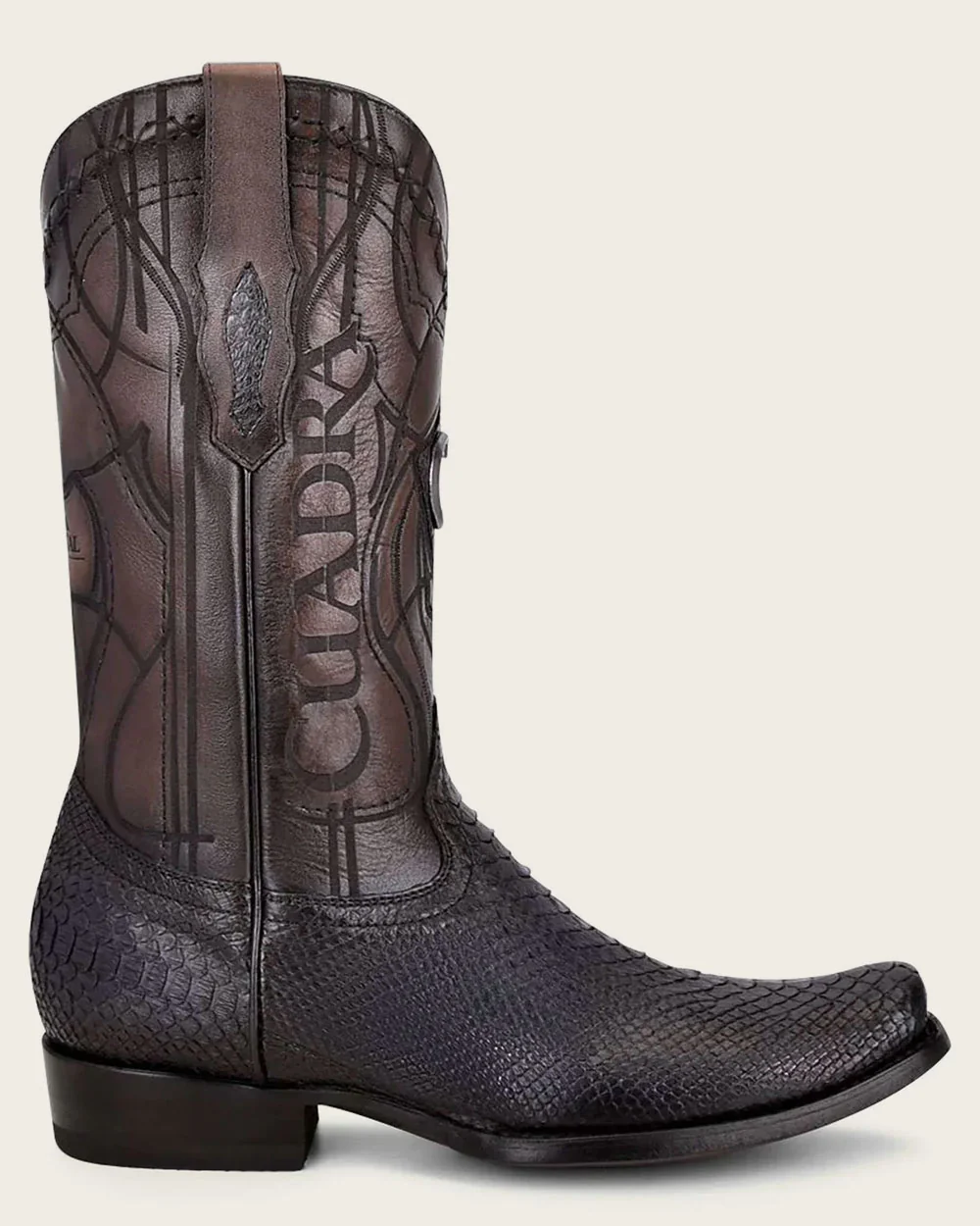 Engraved Black Python Western Boots