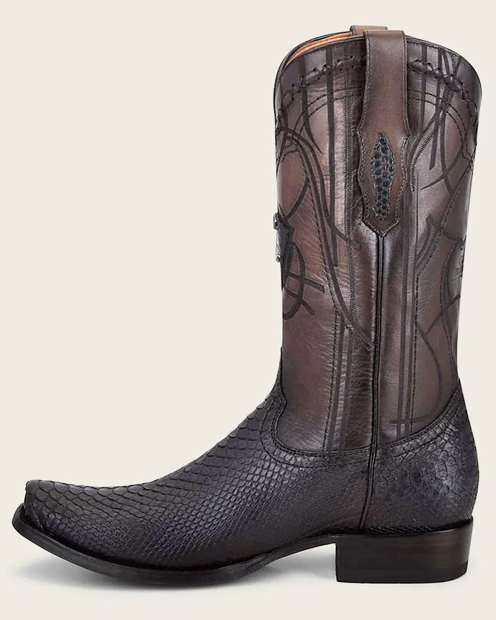 Engraved Black Python Western Boots