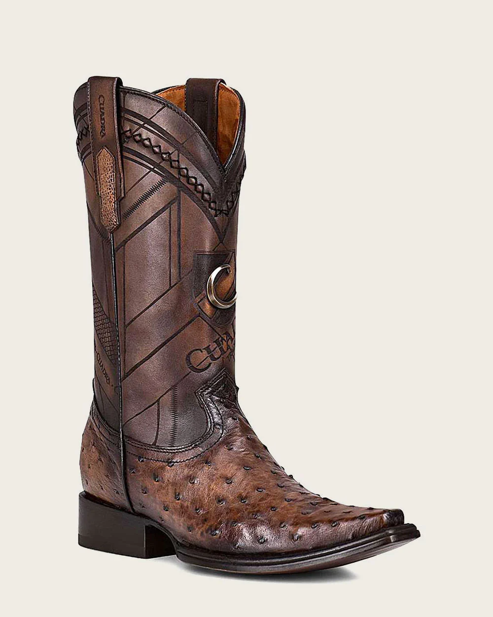 Handcrafted Brown Ostrich Western Boots