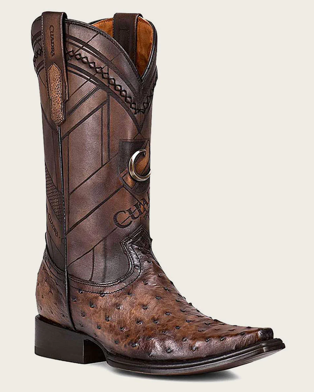 Handcrafted Brown Ostrich Western Boots