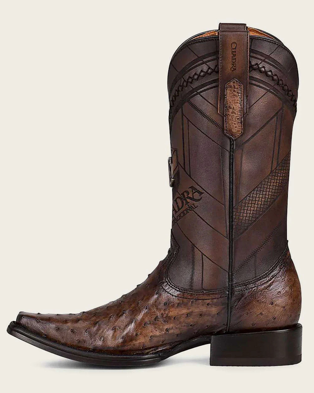 Handcrafted Brown Ostrich Western Boots