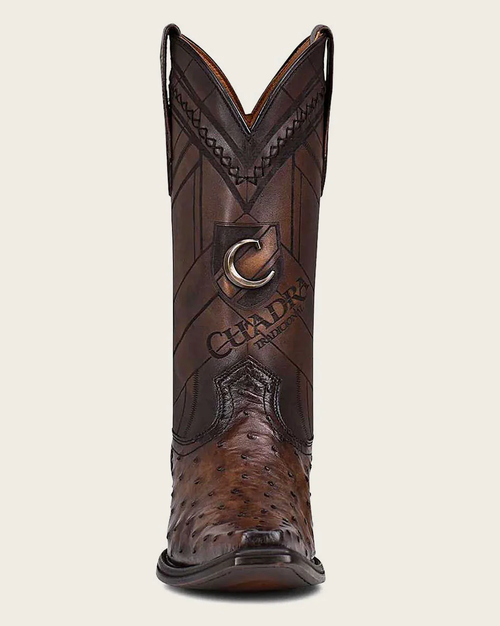 Handcrafted Brown Ostrich Western Boots