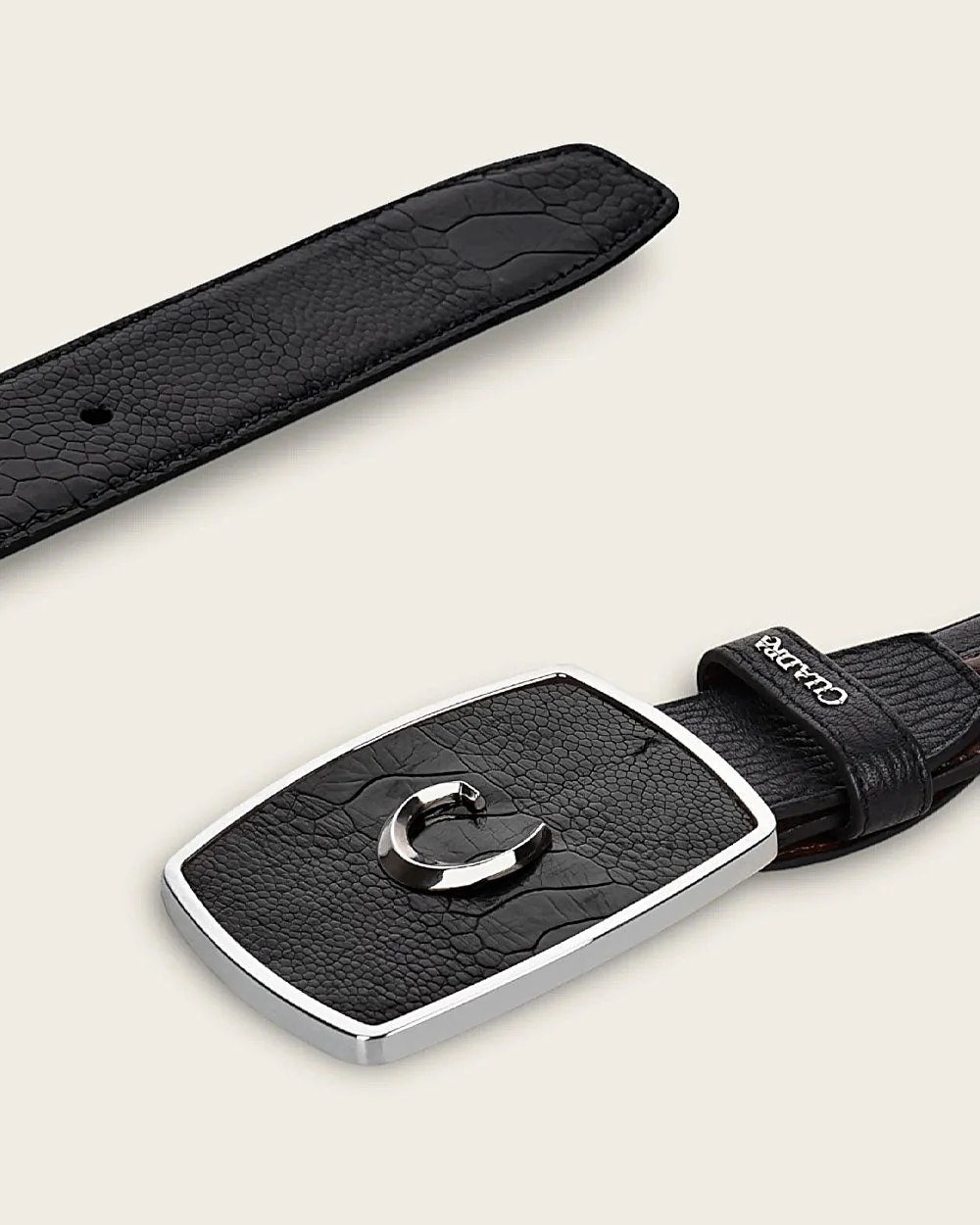 Black ostrich leg Belt