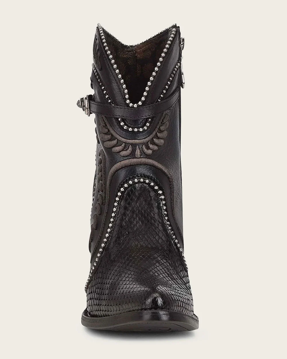 Black Embroidered Python Ankle Bootie 6 Black Embroidered Python Ankle Bootie